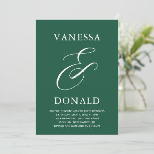 Vanessa Emerald Green Modern Wedding Einladung