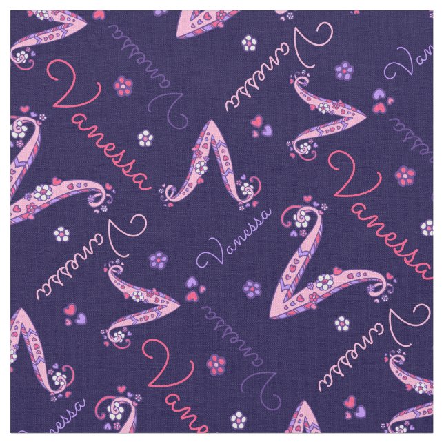 Vanessa lettre V monogramme tissu de fleurs cardia (Fermer)