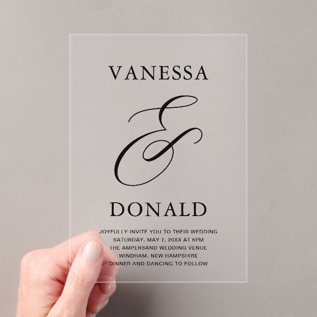 Vanessa Modern Wedding Acryleinladungen (Insitu (Handheld))