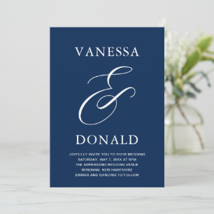 Vanessa Navy Blue Modern Wedding Einladung