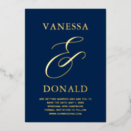 Vanessa Navy Blue Modern Wedding retten das Datum Folieneinladung