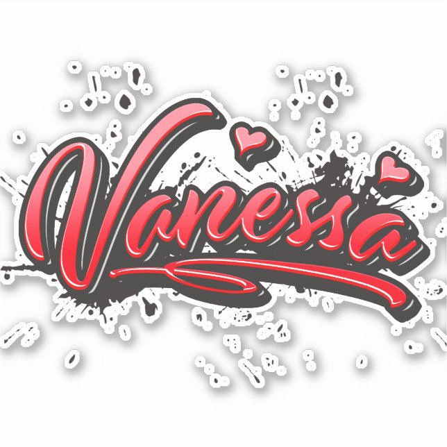 Vanessa red Heart Graffiti Aufkleber Sticker (Vorderseite)