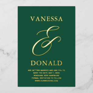 Vanessa Smaragdgrün Moderne Hochzeit Termin merken Folieneinladung