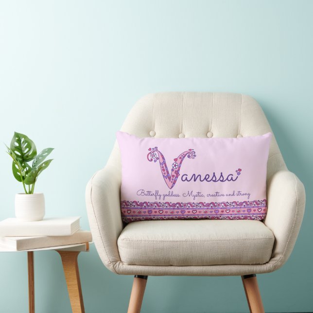 Vanessa V name bedeutet doodle art Lendenkissen (Stuhl )