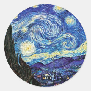 VanGogh, Starry Night Runder Aufkleber