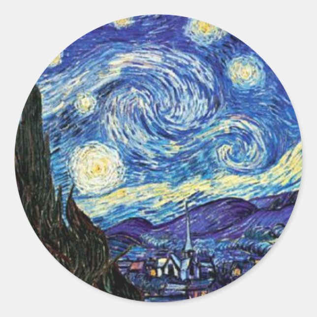 VanGogh, Starry Night Runder Aufkleber (Vorderseite)