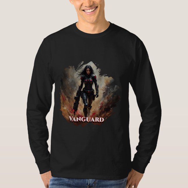 Vanguard – Futuristic Female Warrior T-Shirt (Vorderseite)