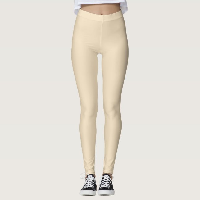 Vanilla Beige Solid Color Leggings (Vorderseite)
