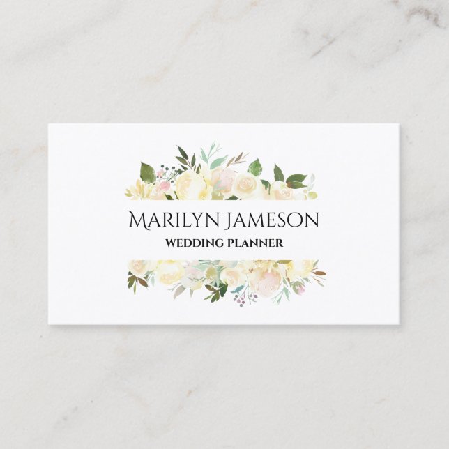 Vanilla Blossoms Hochzeitsplaner Visitenkarte (Vorderseite)