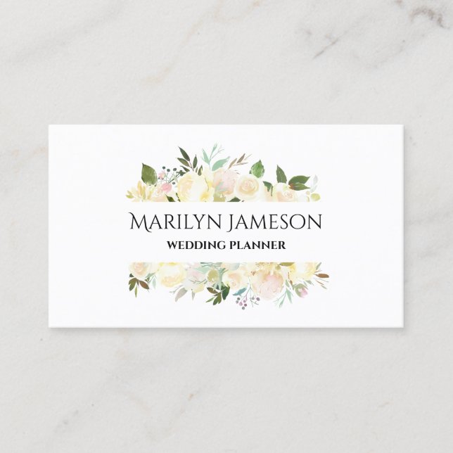 Vanilla Blossoms Hochzeitsplaner Visitenkarte (Vorderseite)
