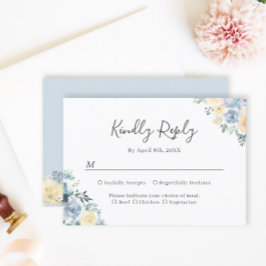 Vanilla Blue Floral Spring and Summer Wedding RSVP Karte