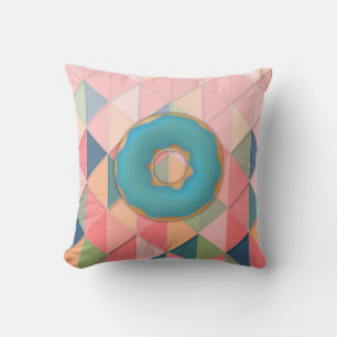 Vanilla & Blueberry Yummy Donuts Geometrisches Des Kissen