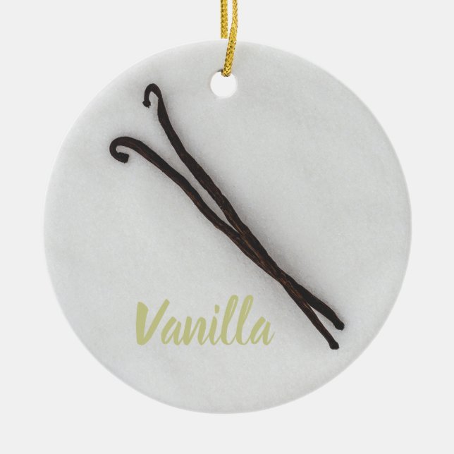 Vanilla-Bohne mit Zucker Keramik Ornament (Vorne)