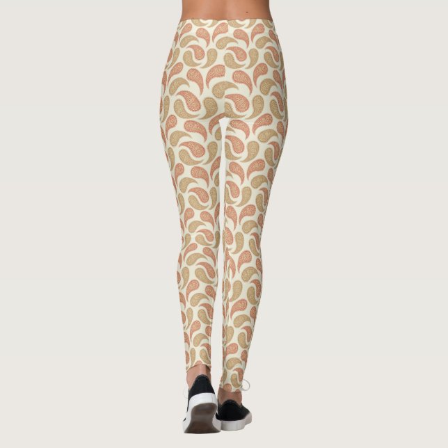 Vanilla-Brown Paisley Pattern Leggings (Rückseite)