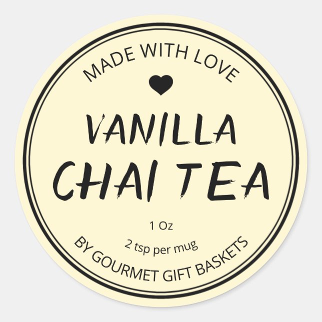 Vanilla Chai Teetikett Runder Aufkleber (Vorderseite)