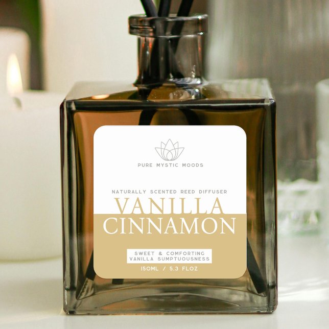 Vanilla cinammon Braungelb-Weiß-Diffusor Quadratischer Aufkleber (Von Creator hochgeladen)