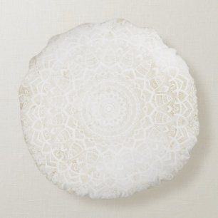 Vanilla Cream Mandala Round Cushion Rundes Kissen