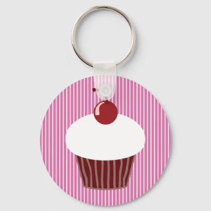 Vanilla Cupcake und rosa Streifen Schlüsselanhänger