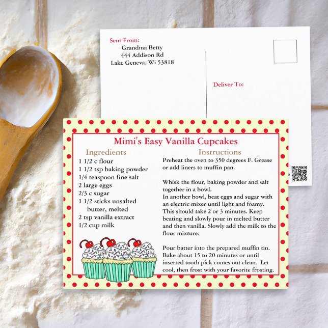 Vanilla Cupcake Weinkarte Postkarte (Von Creator hochgeladen)