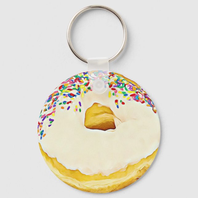 Vanilla Donut mit Sprinklen Schlüsselkette Schlüsselanhänger (Vorderseite)
