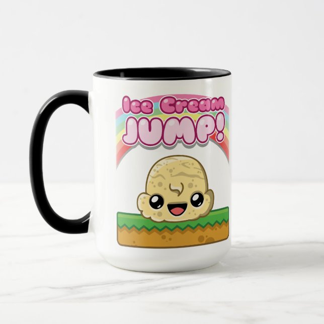 Vanilla-Eisportion mit Eiscreme-Sprung-Text Tasse (Links)