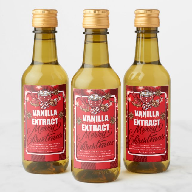 Vanilla Extract Favor Christmas Party Personalisie Weinetikett (Flaschen)