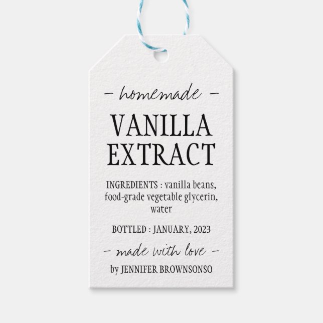 Vanilla Extract Flasche, hausgemacht einfach Geschenkanhänger (Vorderseite)