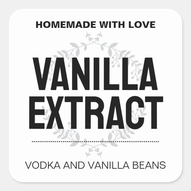 Vanilla Extract Label VE011_01sqv1 anpassen Quadratischer Aufkleber (Vorderseite)