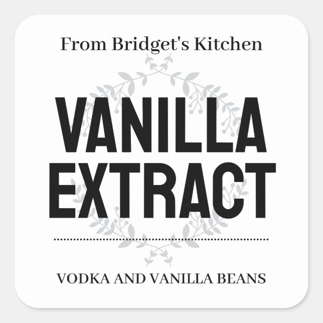 Vanilla Extract Label VE011_01sqv2 anpassen Quadratischer Aufkleber (Vorderseite)