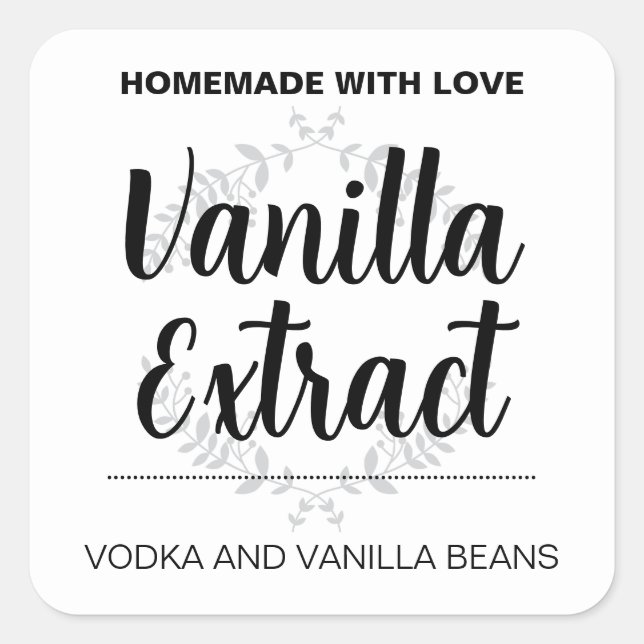 Vanilla Extract Label VE022_04sq anpassen Quadratischer Aufkleber (Vorderseite)