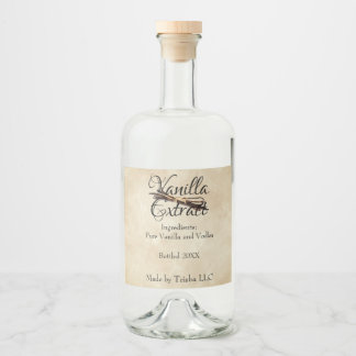 Vanilla Extrahieren eines benutzerdefinierten Etik Alkoholflaschenetikett