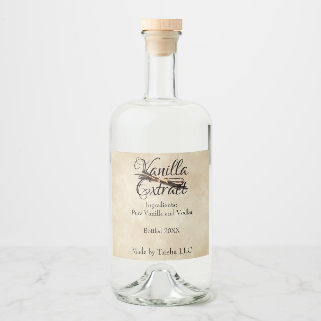 Vanilla Extrahieren eines benutzerdefinierten Etik Alkoholflaschenetikett (Vorderseite)
