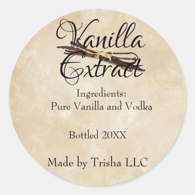 Vanilla Extrahieren eines benutzerdefinierten Etik Runder Aufkleber (Vorderseite)