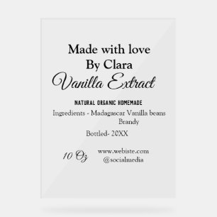 Vanilla Extrakt hausgemacht Zutaten Gewicht de Acrylschild