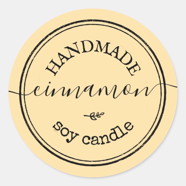 Vanilla Handmade Script Black Border Product Label Runder Aufkleber (Vorderseite)