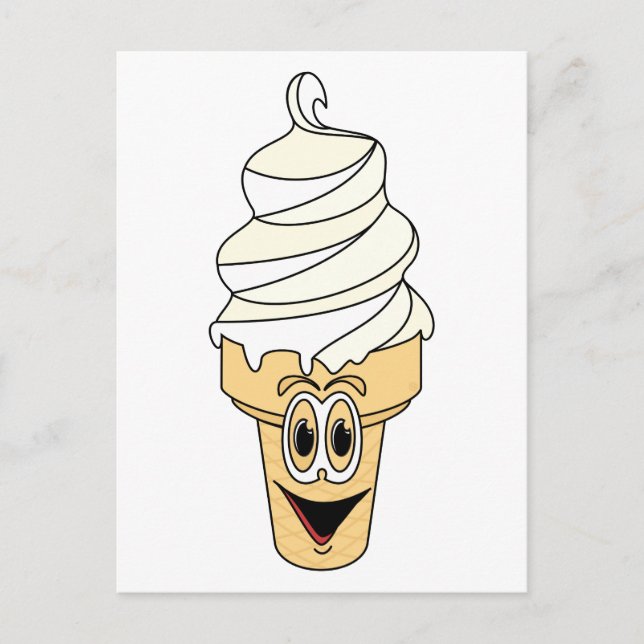 Vanilla Ice Creme Cone Cartoon Postkarte (Vorderseite)