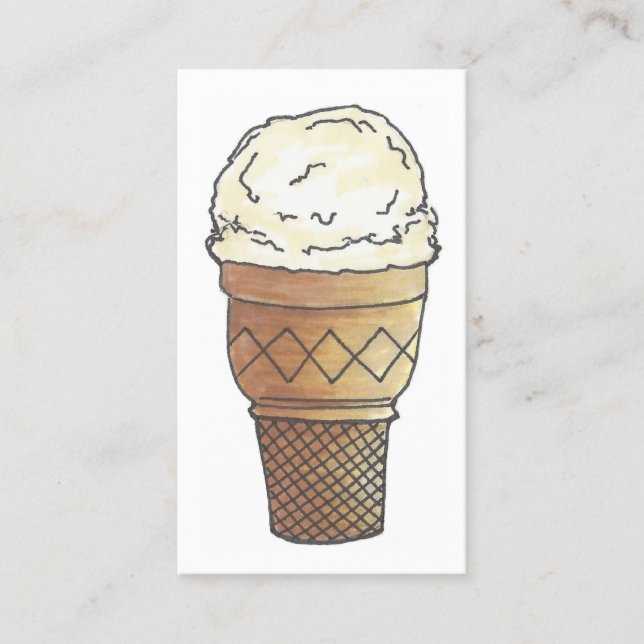 Vanilla Ice Creme Cone Soda Fountain Shoppen Food Visitenkarte (Vorderseite)