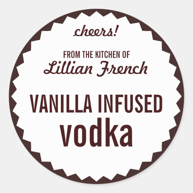 Vanilla Infected Vodka Flasche Etikett Vorlage Runder Aufkleber (Vorderseite)