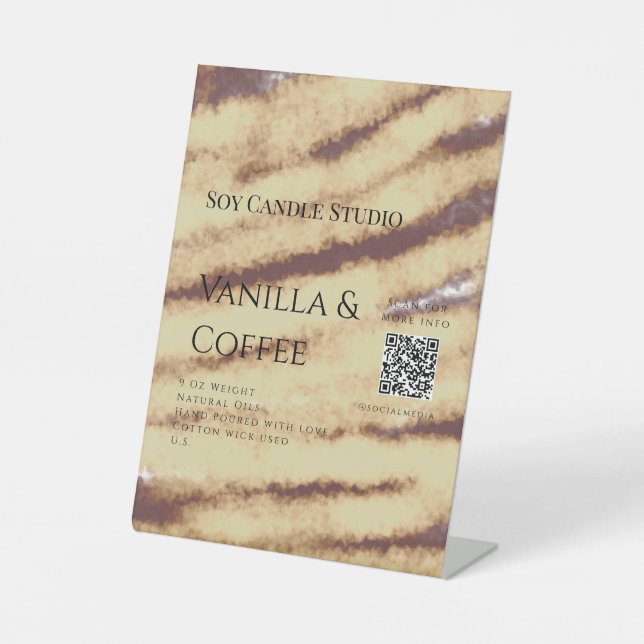 Vanilla Kaffee Soja Kerze hinzufügen QR BusinessEi Sockelschild (Vorderseite)