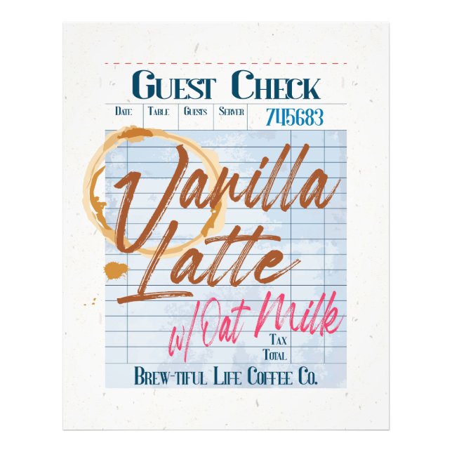 Vanilla Latte Oat Milk Coffee Karo Empfang Fotodruck (Vorne)