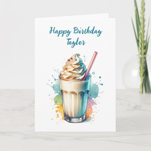 Vanilla Milkshake Happy Birthday Karte (Vorderseite)