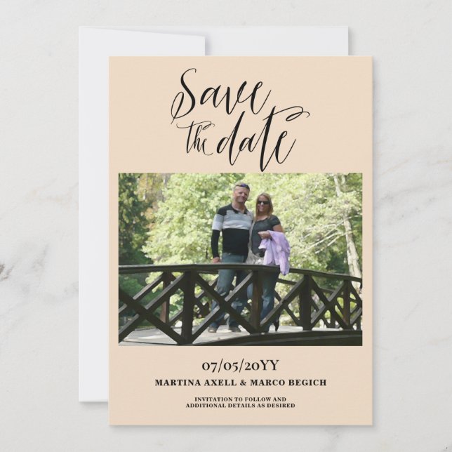 Vanilla Minimalistisch Foto Hochzeit Save The Date (Vorderseite)