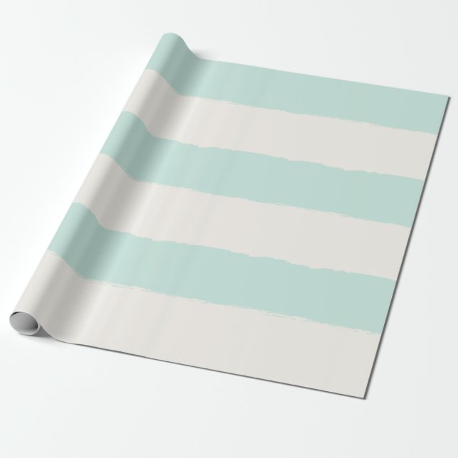 Vanilla & Mint Rough Edge Stripes Muster Hochzeit Geschenkpapier (Ungerollt)