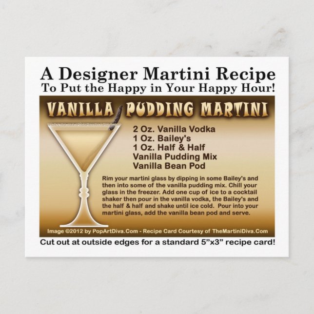 Vanilla Pudding Martini Rezept Postkarte (Vorderseite)