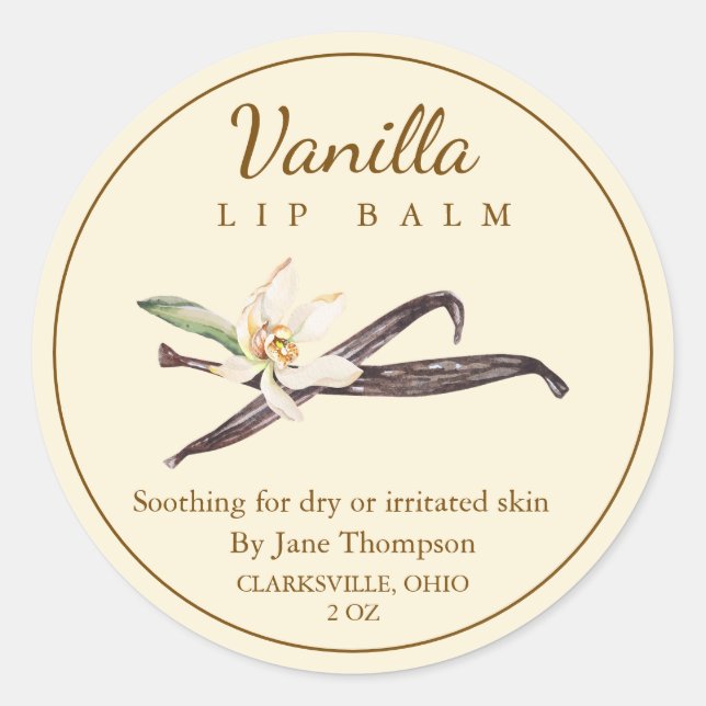 Vanilla Salve / Balsam Label Runder Aufkleber (Vorderseite)