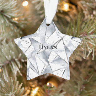 Vanilla Silver Confetti Glitzy Glam Weihnachten Ornament
