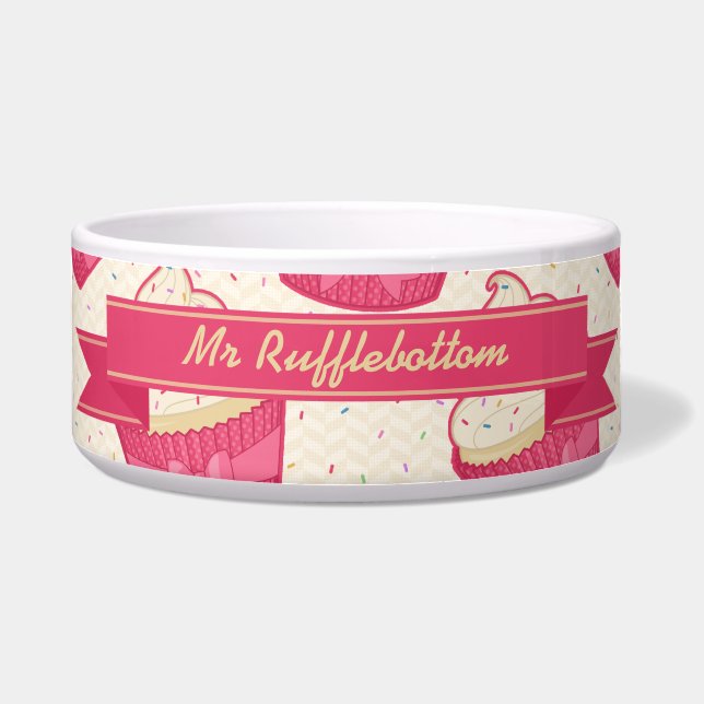 Vanilla Sprinkle Cupcake Muster und Band Napf (Vorderseite)