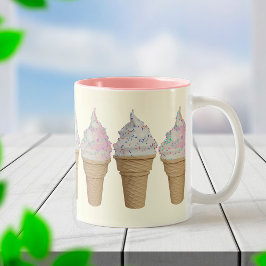 Vanilla und Strawberry Soft servieren Eiscreme Zweifarbige Tasse