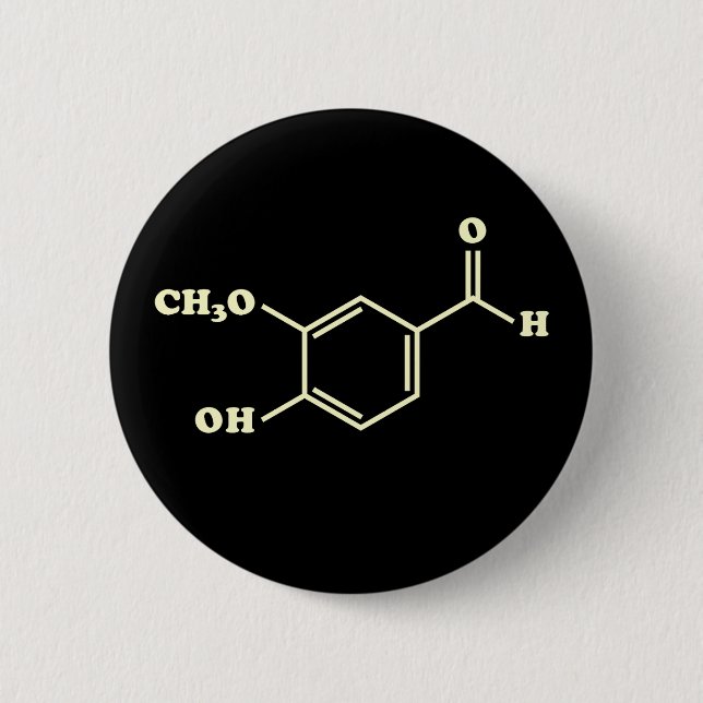 Vanilla Vanillin Molekulare Chemische Formel Button (Vorderseite)