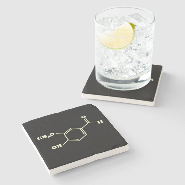 Vanilla Vanillin Molekulare Chemische Formel Steinuntersetzer (Seitenansicht)